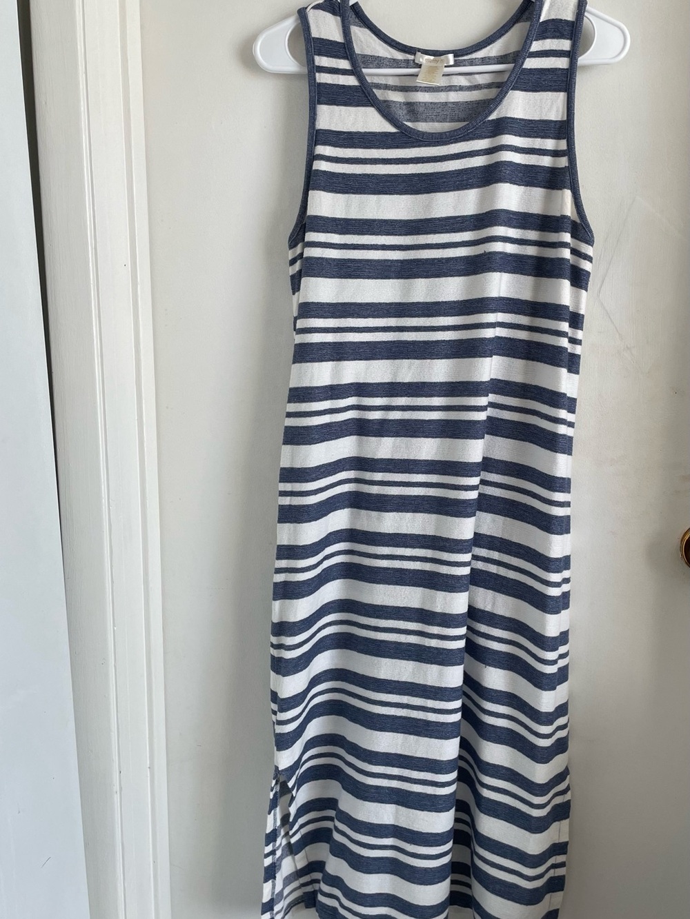 Matty M Navy & White Striped Tank Maxi Dress